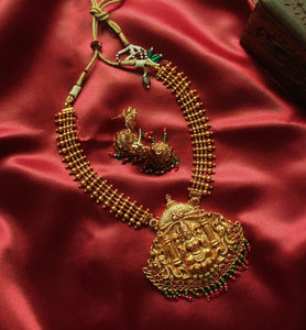 Traditional Ruby-Green Lakshmi Pendant Set
