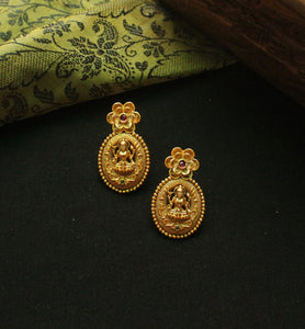 Traditional Ruby Lakshmi Flower Earrings