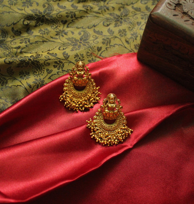 Traditional Lakshmi Chandbali Ghungroo Earrings